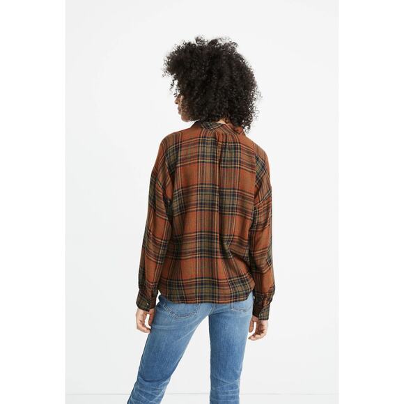 Madewell Popover Shirt XXS 2XS Plaid Chestnut - Picture 2 of 14